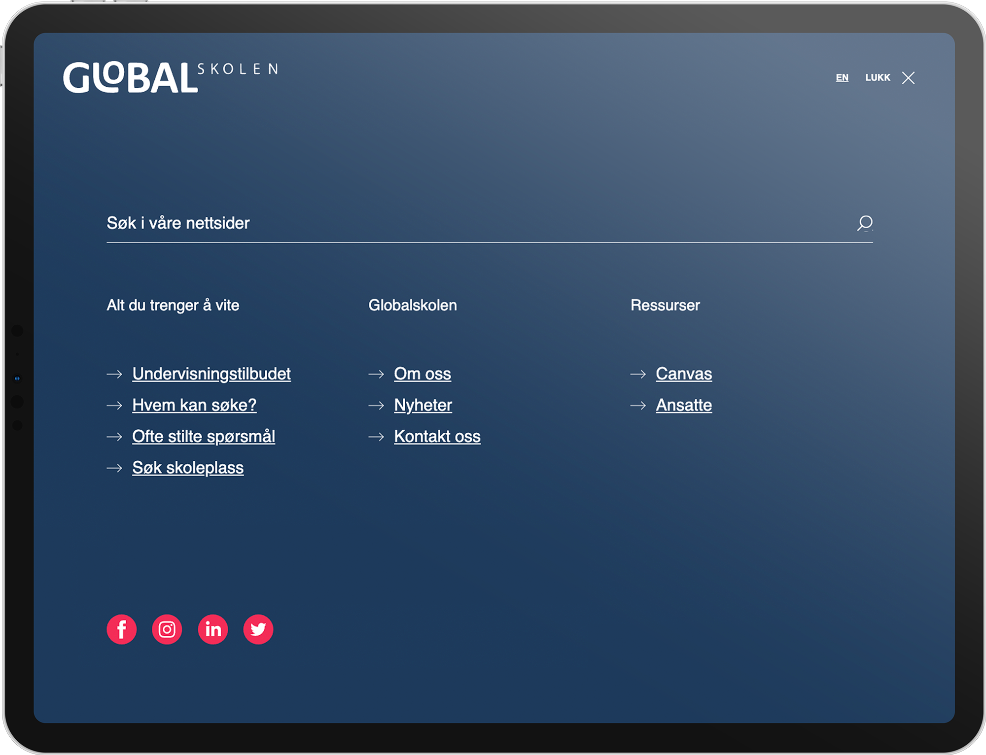 globalskolen webdesign tablet visning av fantastiske osberget