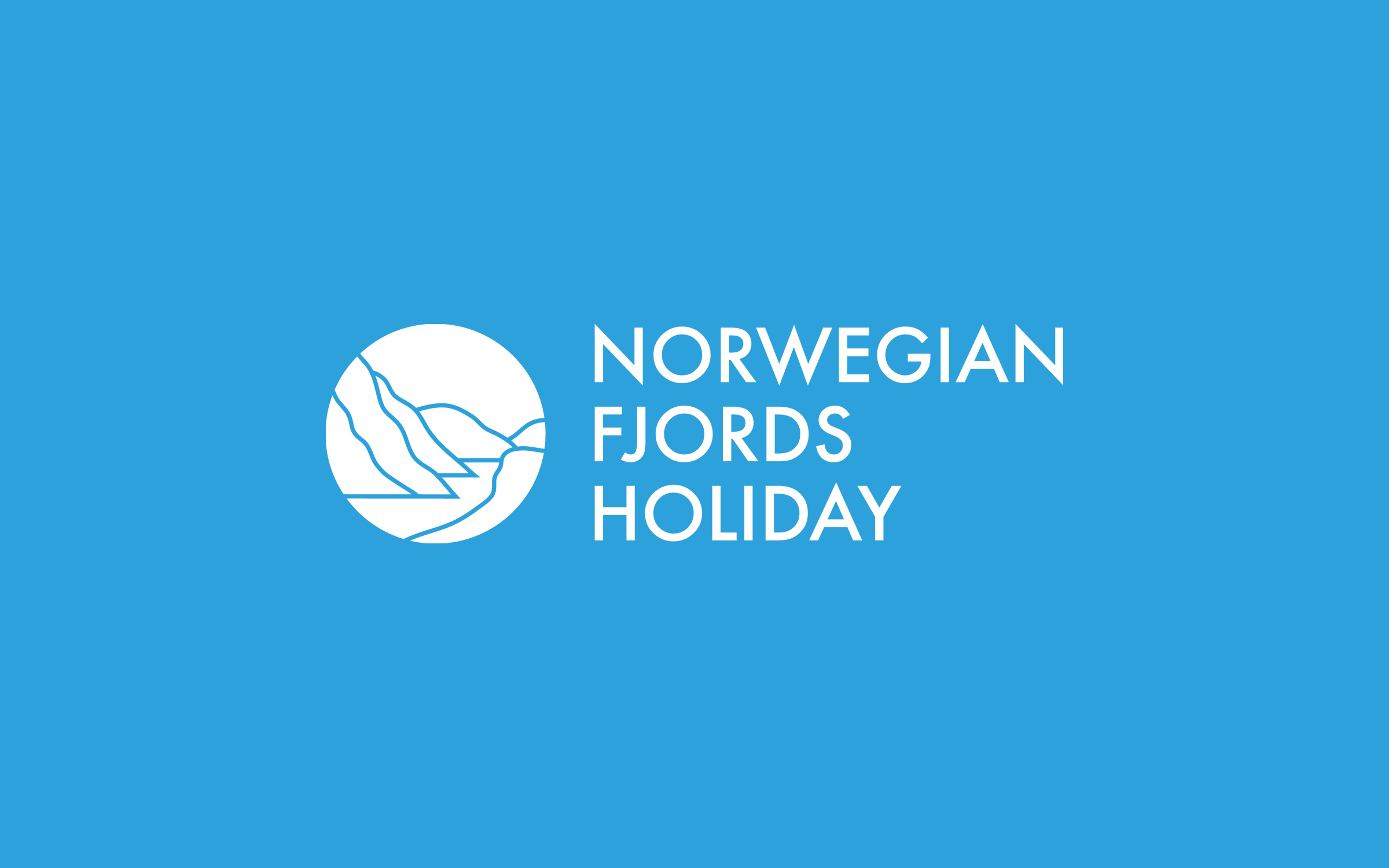 Logo for Norwegian Fjords Holiday på blå bakgrunn