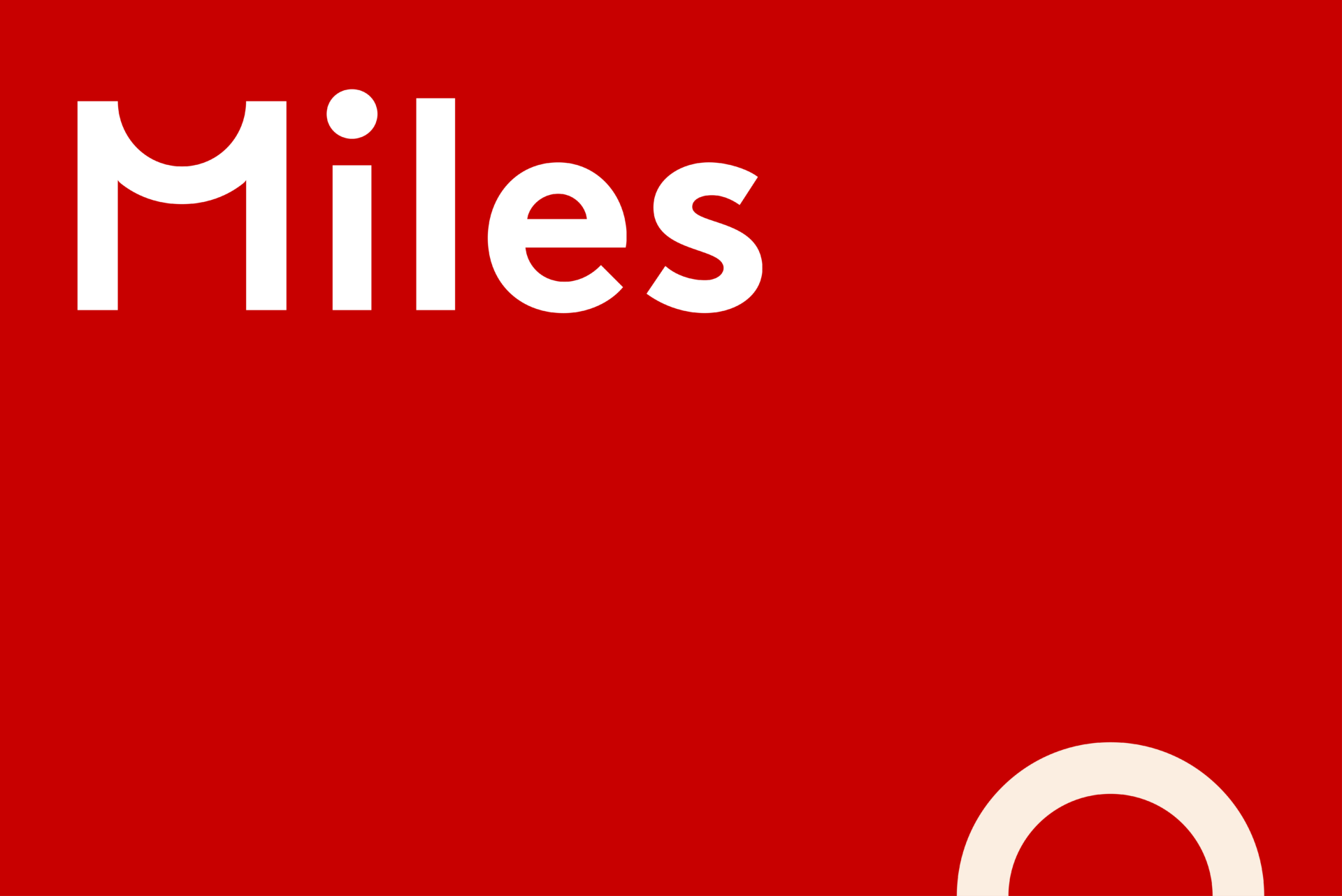 Grafikk i rødt med Miles-logo
