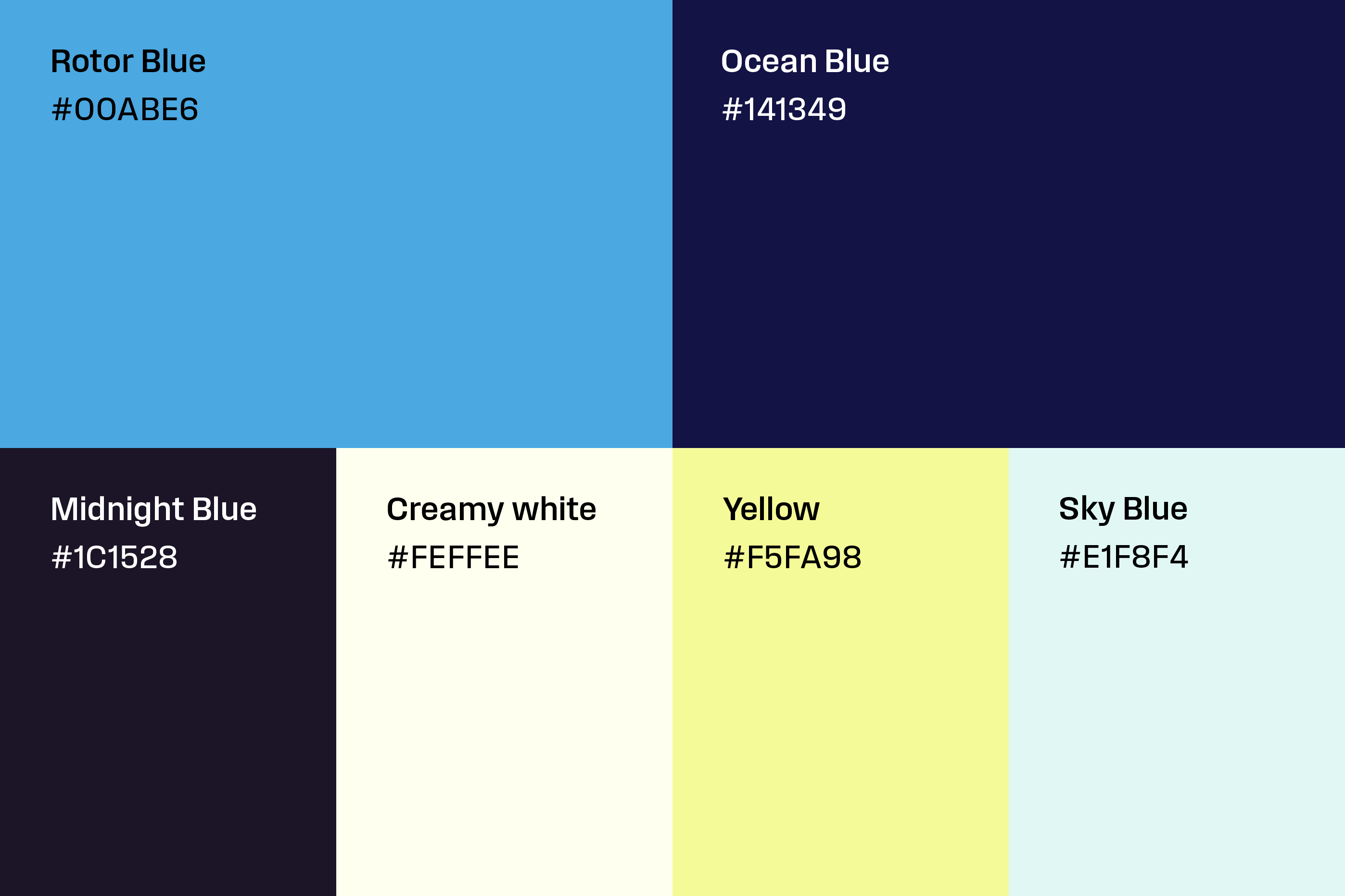 Et samlet bilde av alle fargene i profilen til Rotor Offshore