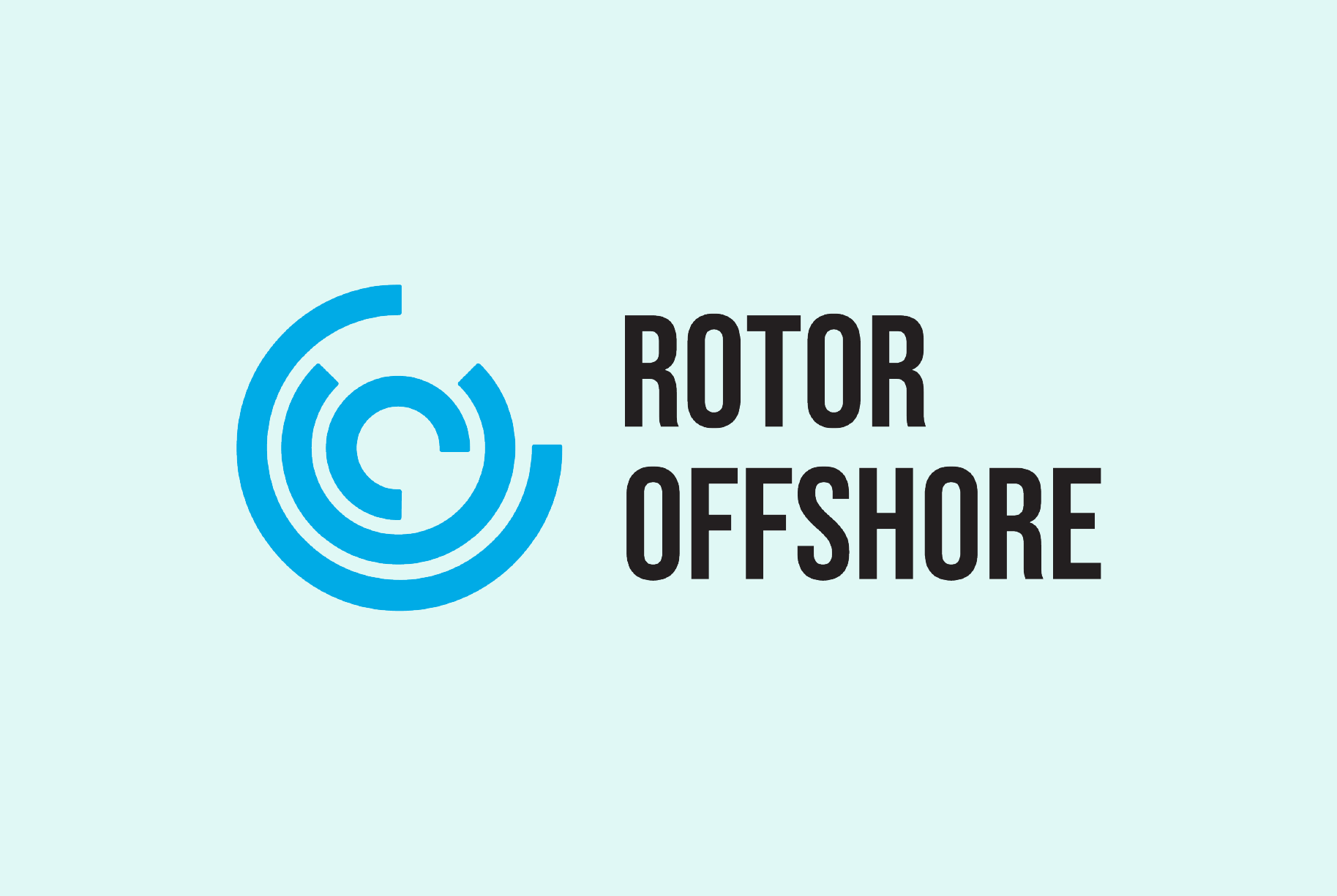 Rotor Offshore logo på en lyseblå bakgrunn