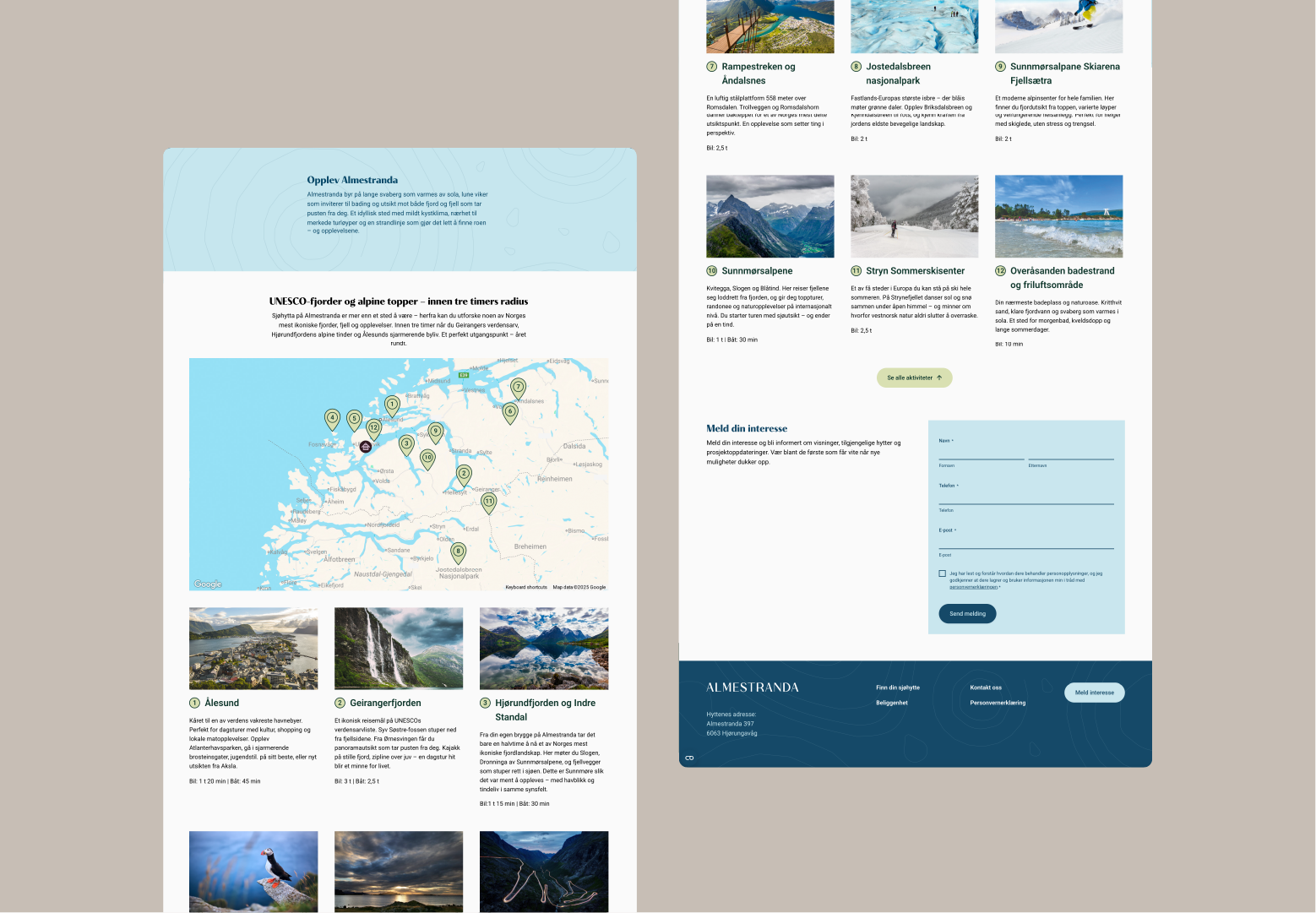 Mockup av nettside Almestranda