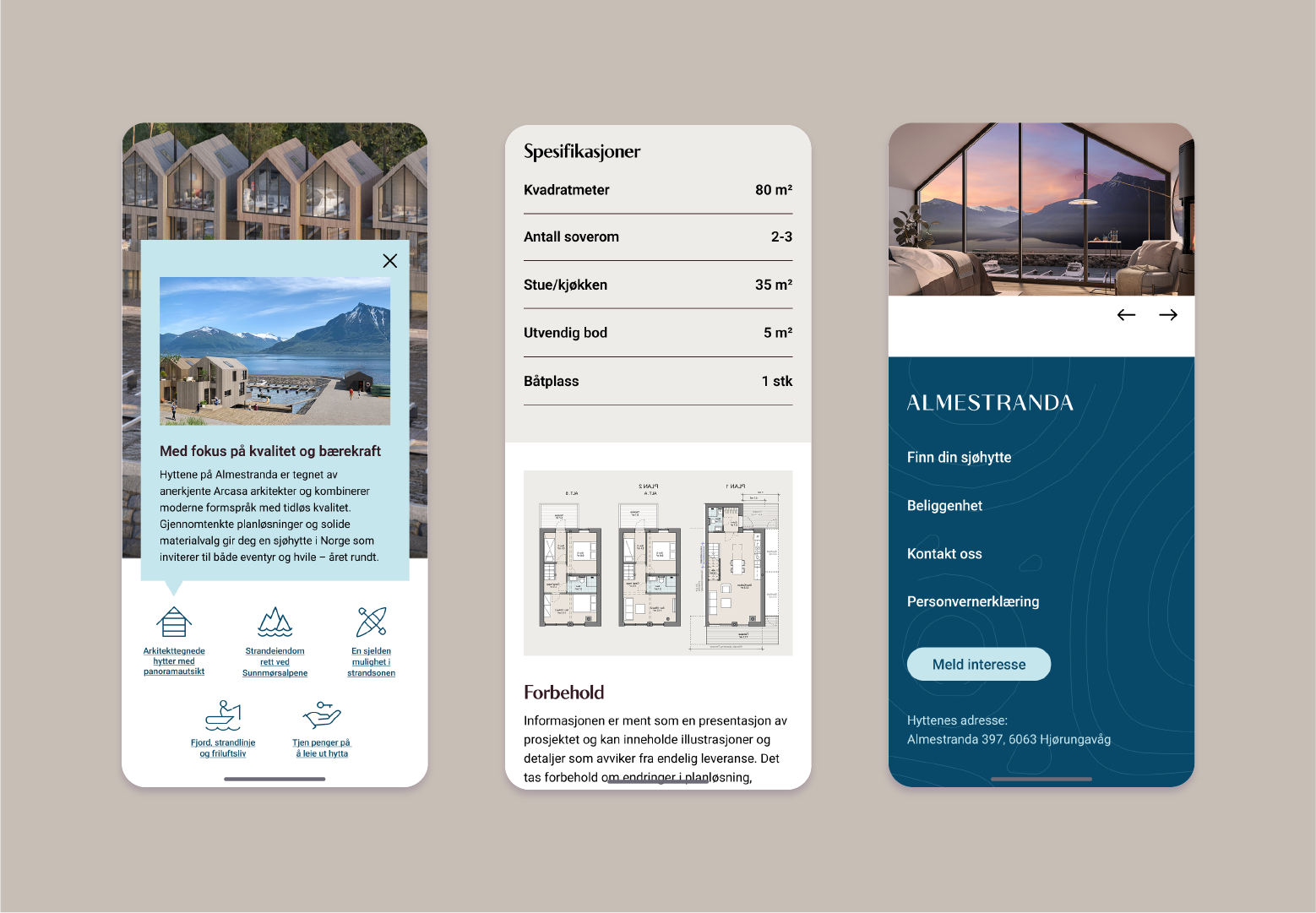 Mockup av mobilvennlig nettside Almestranda