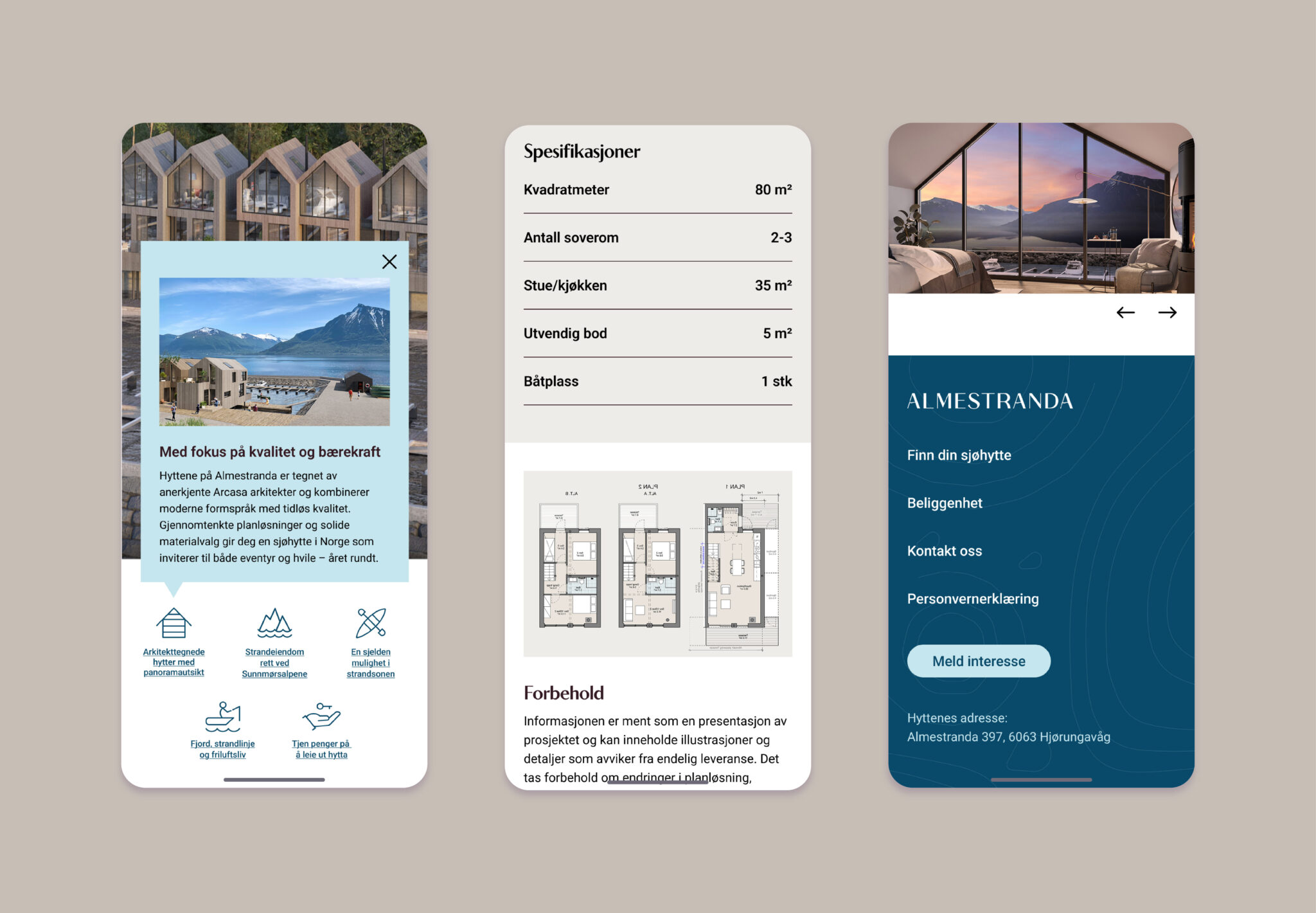 Mockup av mobilvennlig nettside Almestranda