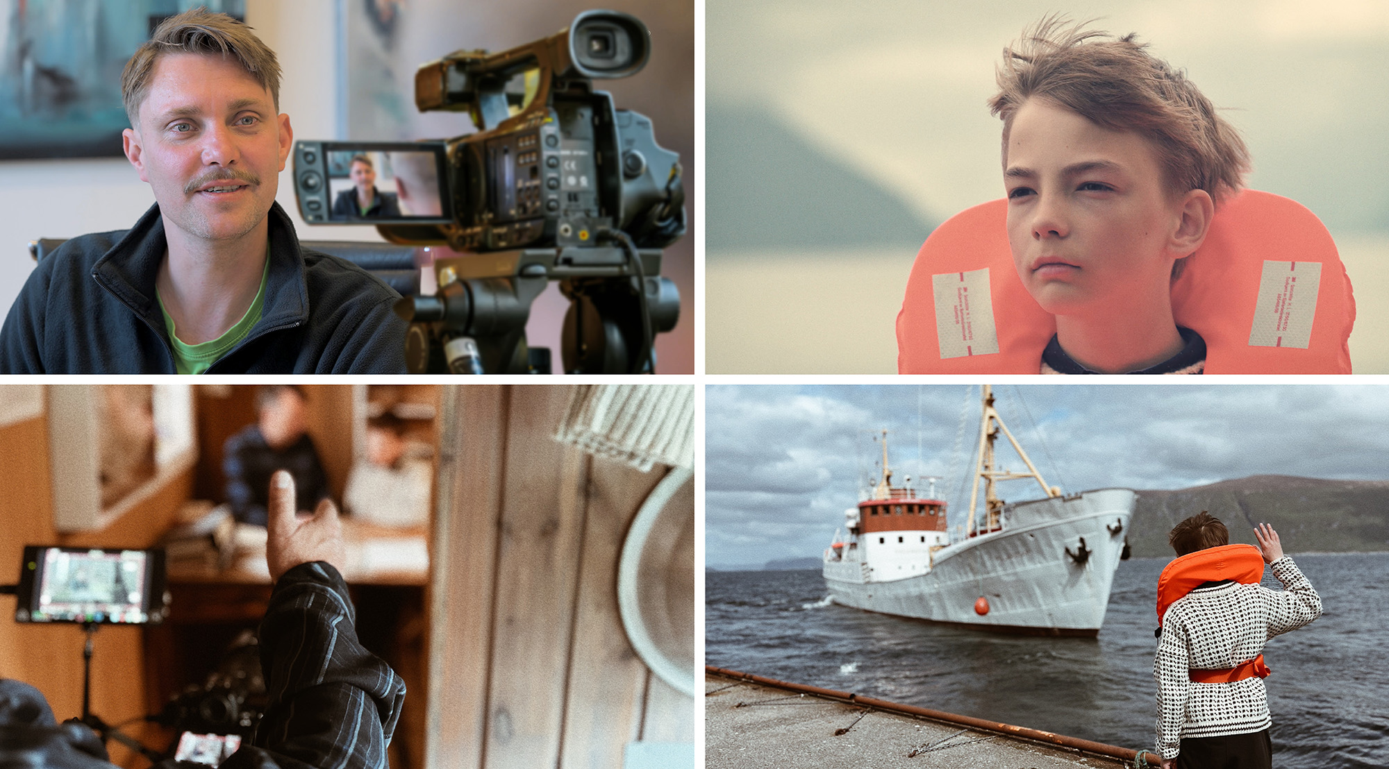 Collage av bilder fra filmopptak