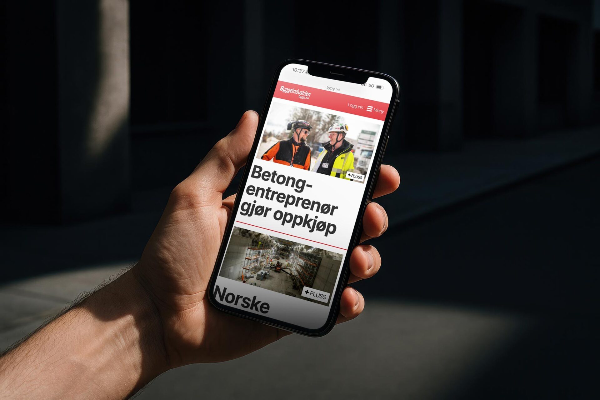 Artikkel om Arnesen Frøhaugs oppkjøp av Grouting Service vist på mobil