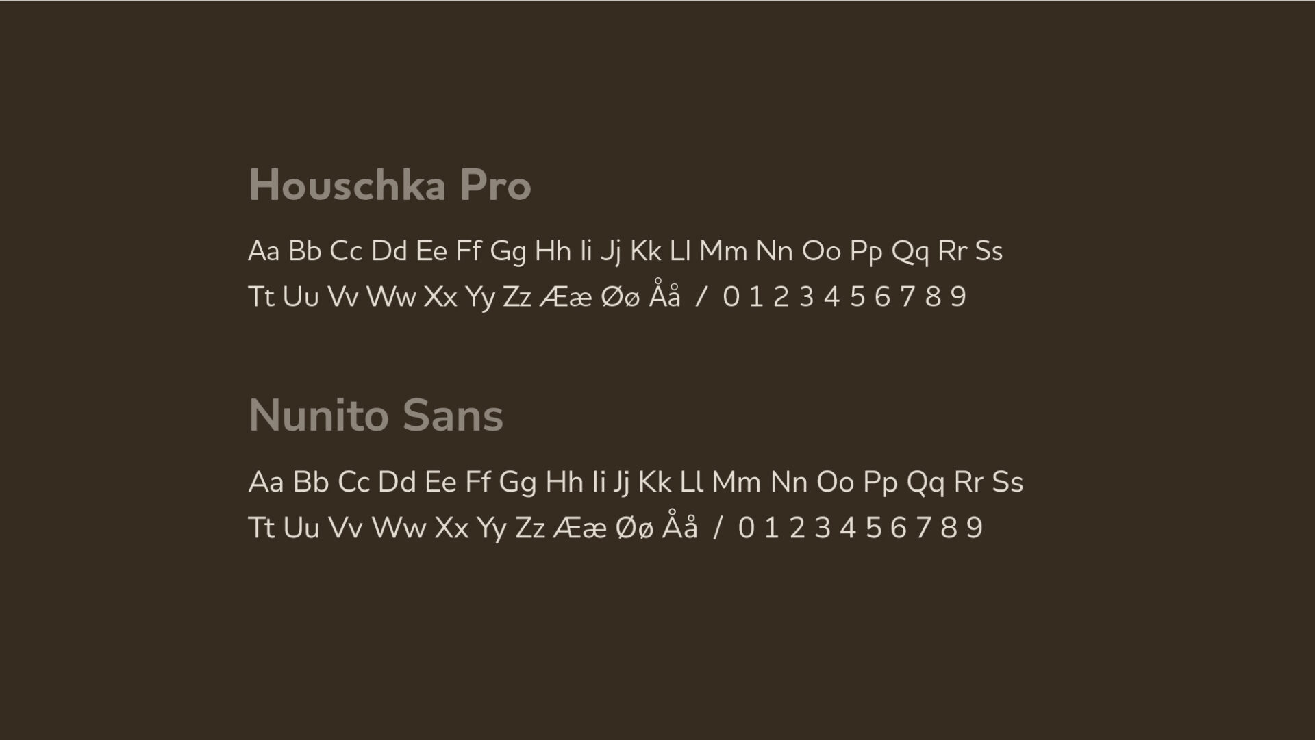 Typografien Hauschka Pro og Nunito Sans brukt i den visuelle identiteten