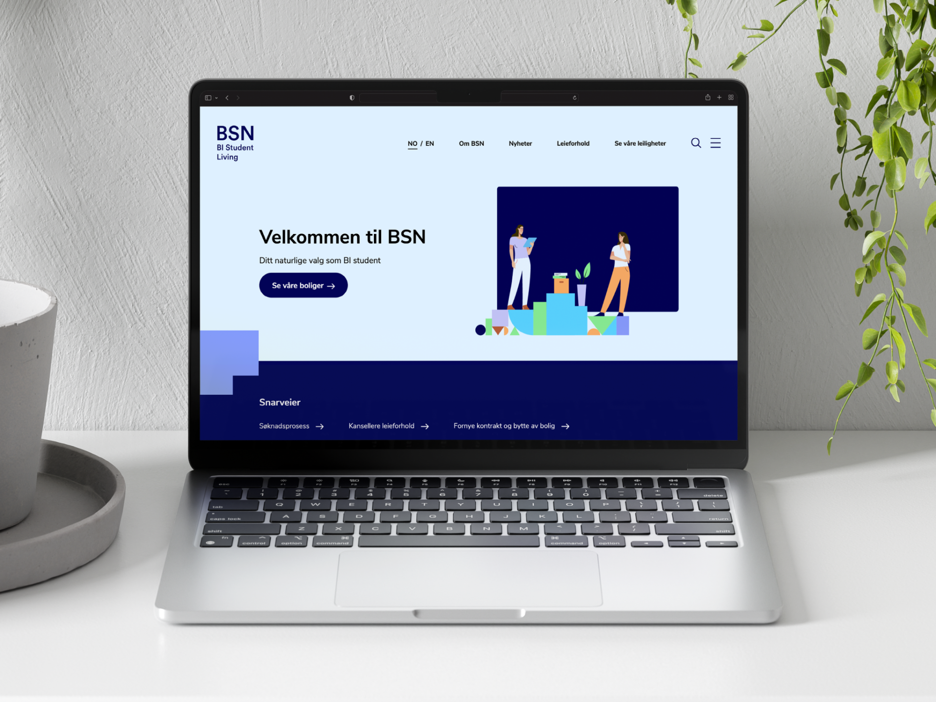 Nettsidemockup for BI Student Living
