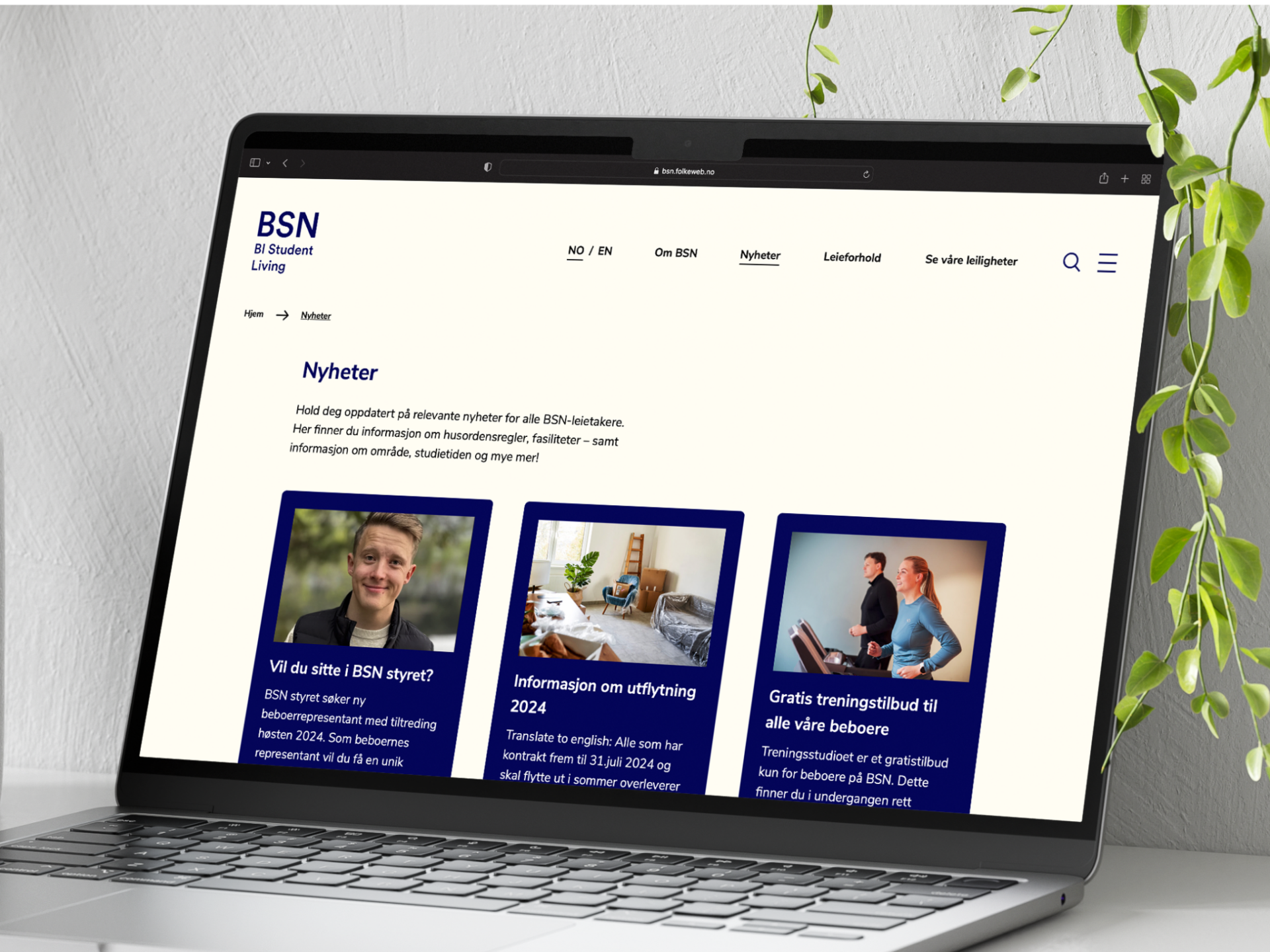 Nettsidemockup for BI Student Living