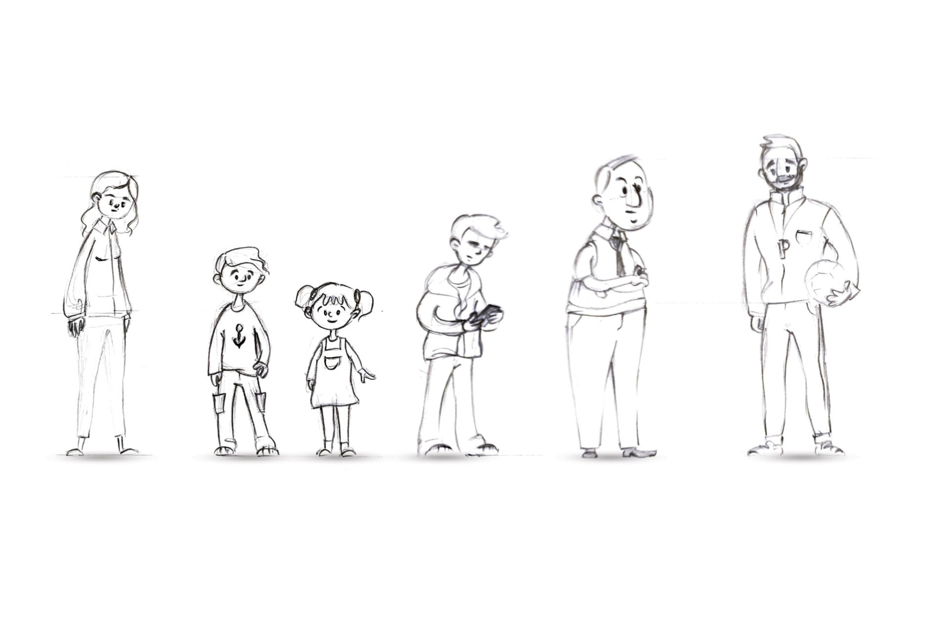 Illustrasjon av en familie sammen med en lærer