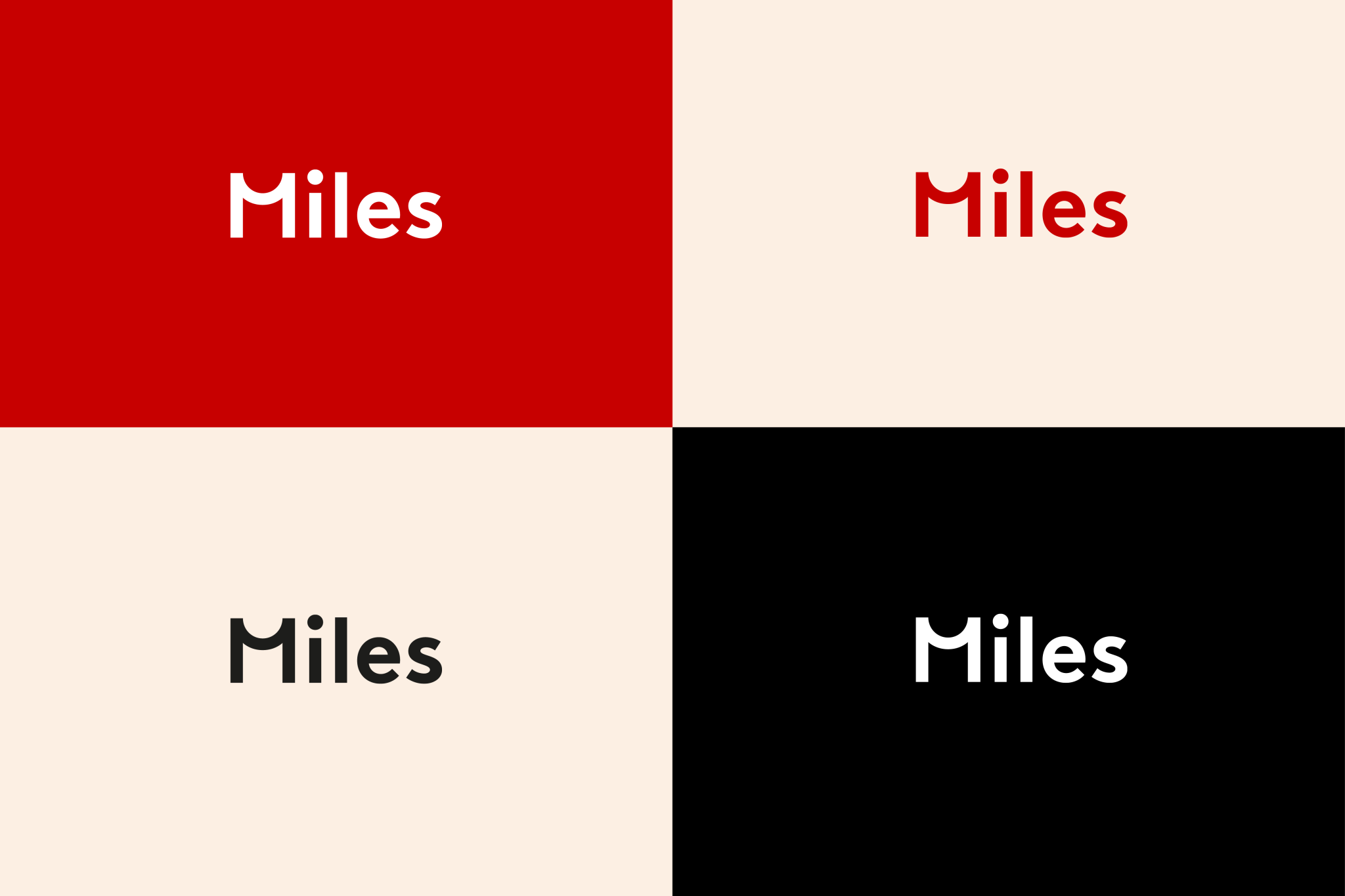 Miles-logo på mørk og lys bakgrunn