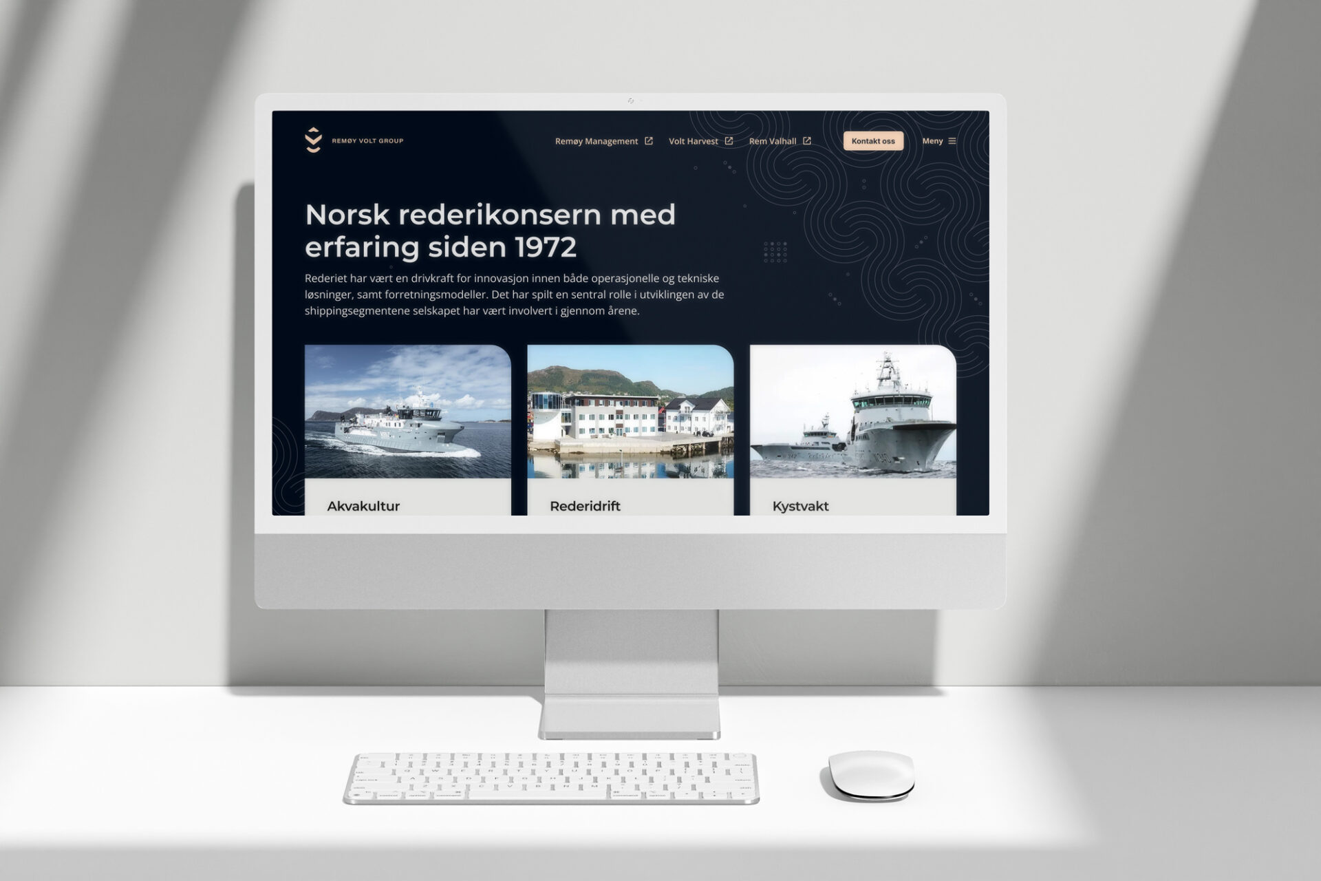 Remøy Volt Groups nettside vist på en dataskjerm.